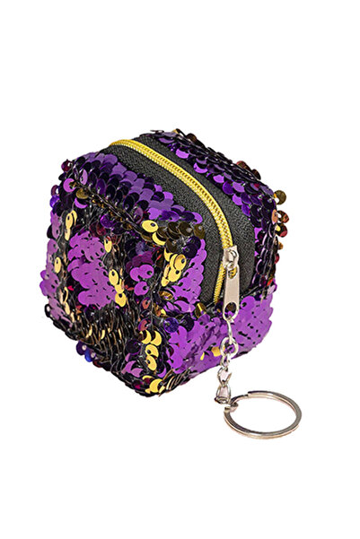 Generic سلسلة مفاتيح بتصميم محفظة ريترو، أرجواني/أسود