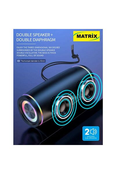 Matrix Wireless Double Speaker with Double Diaphragm - 1800mAh - Black - M-630