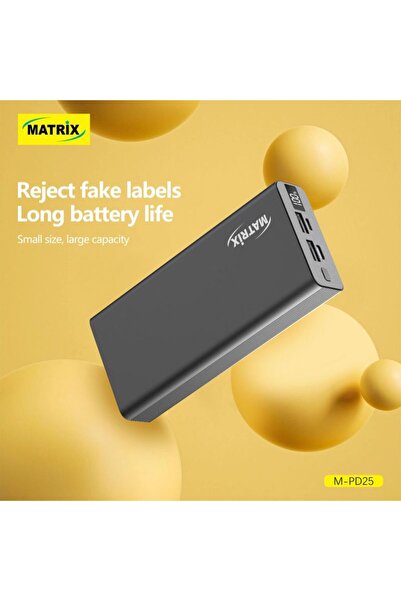 Matrix Power Bank With Display Screen - 20000 mAh - Black - M-PD25