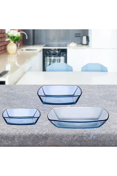 Paşabahçe Tokio Blue Boat Plate 12-14-18 cm Set of 3