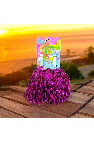 Kuzey 4 Pcs Fuchsia Pompoms, 23 April Show, Fuchsia Pharmacy Money Carrier with Shiny Andmetallic Pompom
