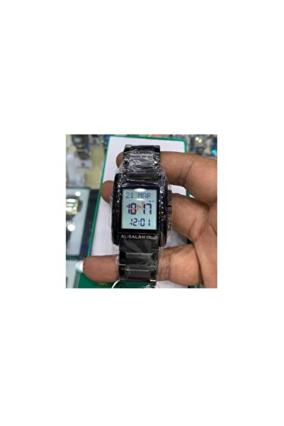 Fager ساعة صلاة إسلامية فاخرة لأذان وأوقات الصلاة، ستانلس ستيل أسود - WSG1