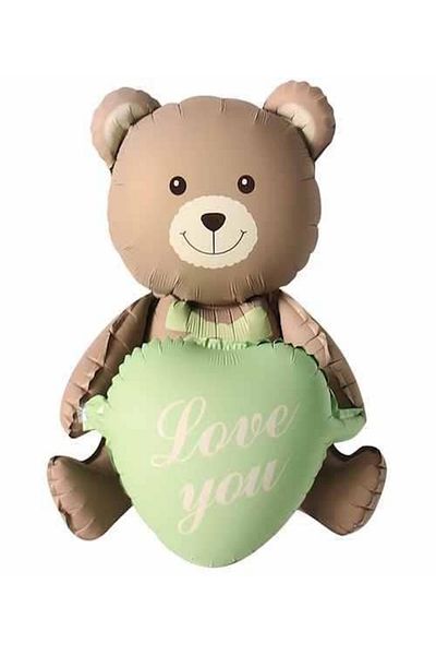 Party City Large Size Heart Teddy Bear Foil Balloon Mini Birthday Set Skin Color Cream Color Brown Star