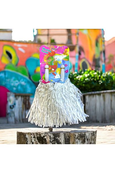 Kuzey 2 Pairs 4 Pcs Matte White Pompom Vip Quality April 23 Show Pompom Matte White Cheerleader Girls Pompom