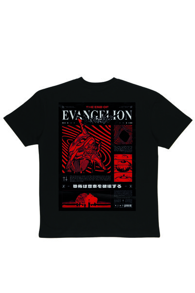 By Caspita Fashion Lenithra Evangelion Back Printed Unisex Oversize Black T-Shirt