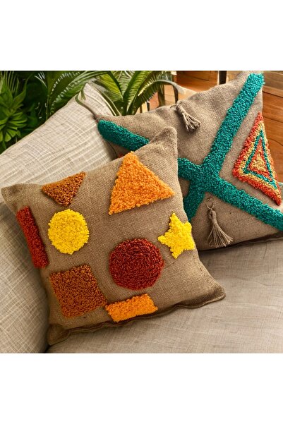 Zuviel Deco 2’li Jüt Hasır Punch Kırlent Seti