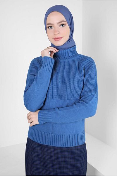 Alvina Pulover tricotat cu gulerul gâtului 44068