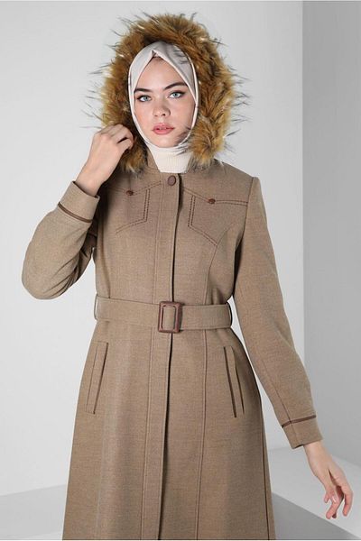 Alvina Hooded Belted Coat 90342