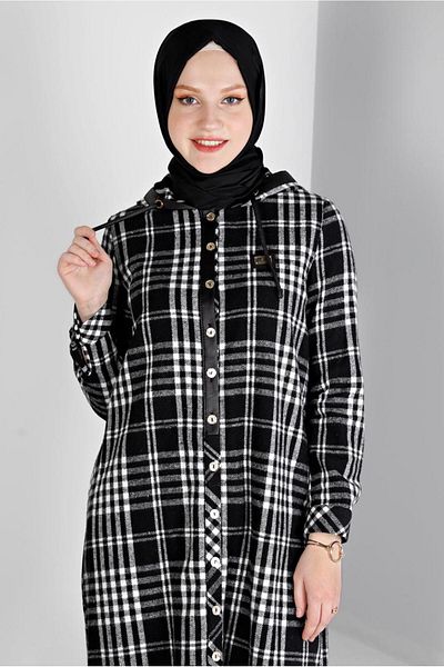 Alvina PLAID PATTERNED HOODED TUNIC 43457