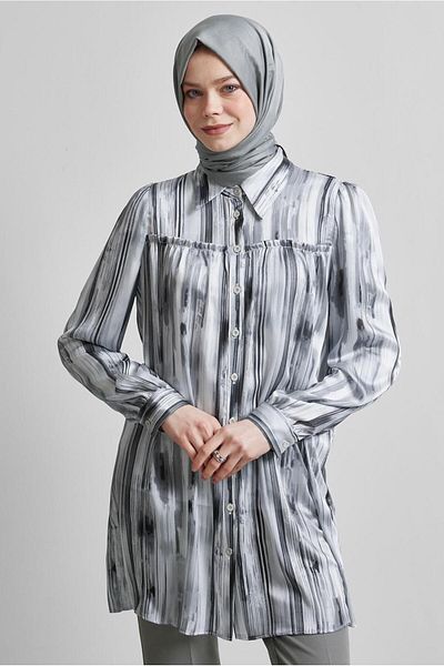 Alvina Satin Shirt Tunic Model: 45407