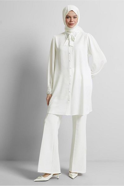Alvina Stone Detail Satin Tunic 45323