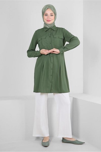 Alvina Tunic 43855 - Shirt Collar and Button Detail