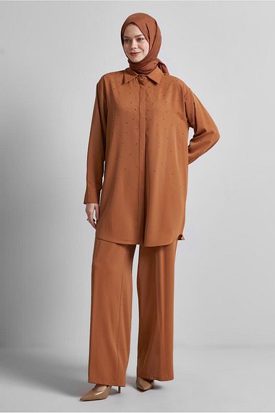 Alvina Costum cu guler de cămașă și pantaloni 44797
