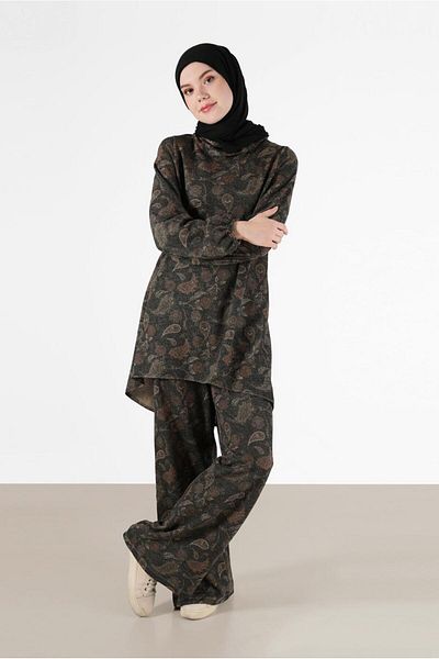 Alvina FISHER COLLAR PATTERNED DOUBLE PANT WITH ELASTIC CUFFSSET 42280