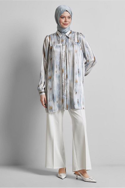 Alvina Satin Shirt Tunic Model: 45407