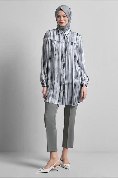 Alvina Satin Shirt Tunic Model: 45407