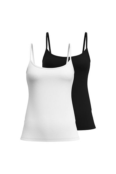 Calida Damen Spaghettitop 2er Pack - Essential Cotton, Unterhemd, Top, Jersey, einfarbig