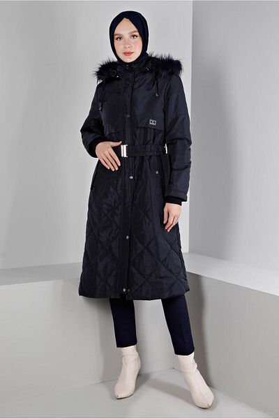 Alvina Hooded Furry Puffer Coat 90323