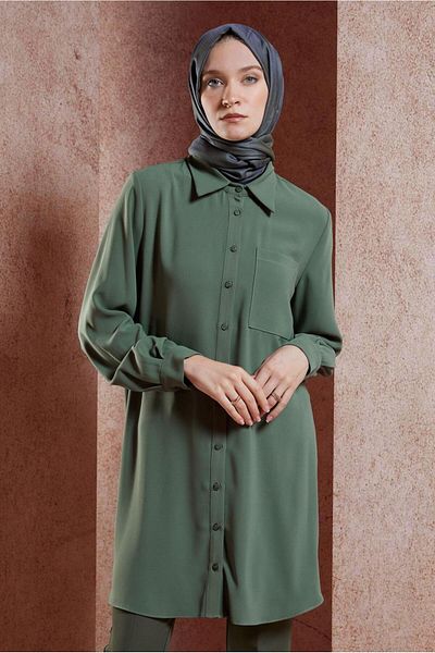 Alvina 45073 Model Shirt Collar Hijab Tunic