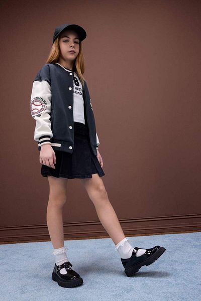 DeFacto New Season Girl's Belted Jean Shorts Skirt