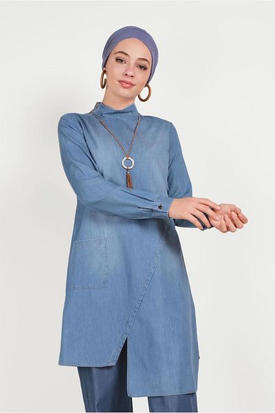Alvina Asymetric Cut Denim Tunic 40516