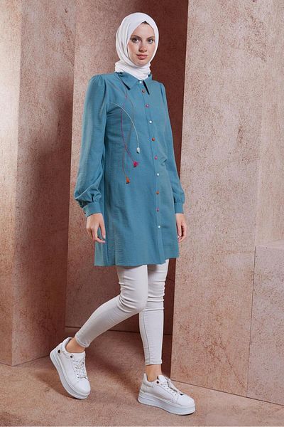 Alvina Tunica detaliata cu ciucuri Hijab - 44591