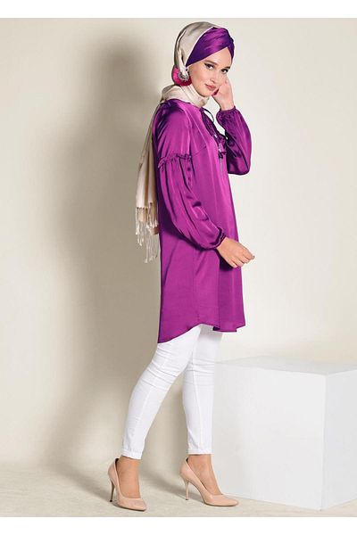 Alvina Satin Tunic with Elastic Cuffs 4334