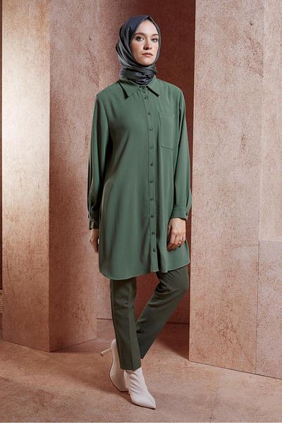 Alvina 45073 Model Shirt Collar Hijab Tunic