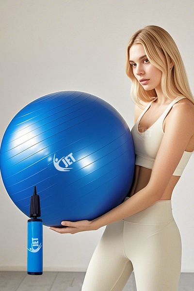 Jet Μεγάλο Μπλε Σετ Μπάλας Pilates Anti-Burst 65cm Κορδόνι και Αντλία