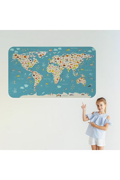 Harita Sepeti Educational World Map World Atlas Children's and Baby's Room Wall Sticker-3776
