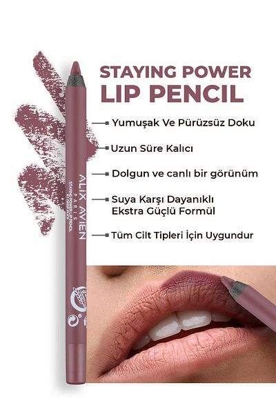 Alix Avien Waterproof Long Lasting Soft Lip Liner - Staying Power Lip Pencil 61 Deep Puce