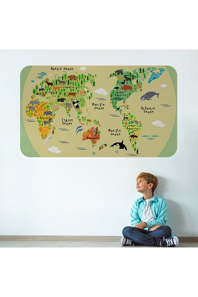 Harita Sepeti Educational World Map Wall Sticker for Kids and Baby - 3773