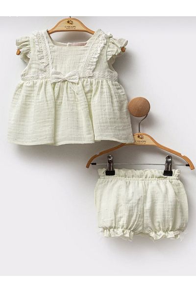 Cassiope Stripe Lace Baby Girl Muslin Double Set