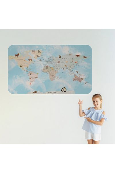 Harita Sepeti Educational World Map World Atlas Children's and Baby's Room Wall Sticker-3828