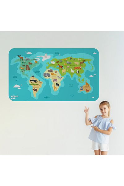Harita Sepeti Educational World Map World Atlas Children's and Baby's Room Wall Sticker-3784