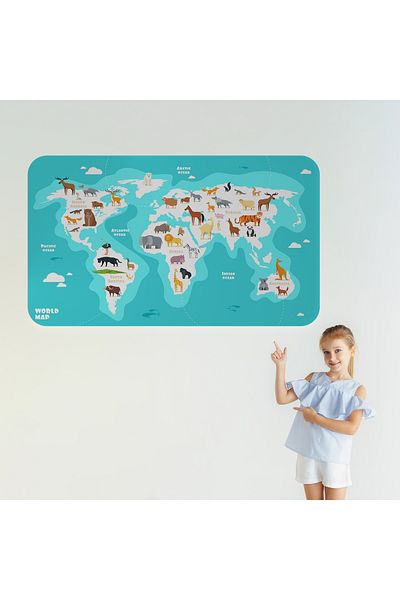 Harita Sepeti Educational World Map World Atlas Children's and Baby's Room Wall Sticker-3785