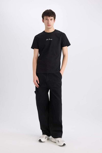 DeFacto New Season 100% Cotton Slim Fit Slim Fit Crew Neck Printed Short Sleeve T-Shirt
