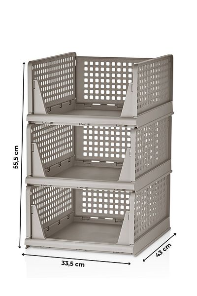 EVLE Set de 3 dulapuri cu rafturi glisante modulare, organizatoare, pământ