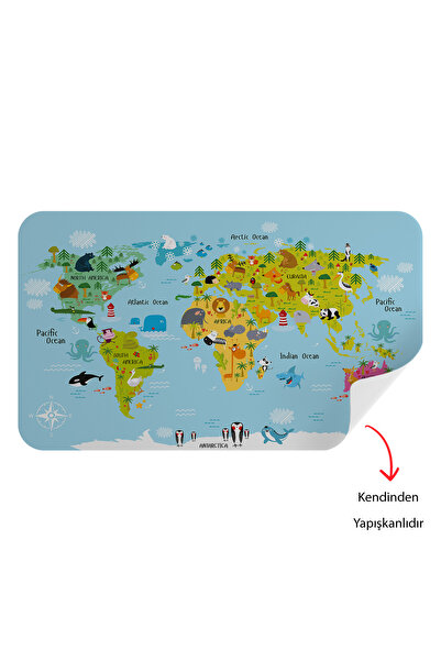 Harita Sepeti Educational World Map World Atlas Children's and Baby's Room Wall Sticker-3830