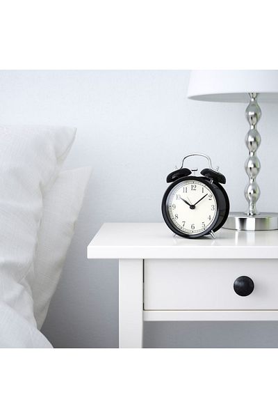 IKEA IKEA DEKAD Alarm Clock – Black, 10 cm, Twin-Bell, Silent Quartz, Loud Ring, Vintage Metal Design