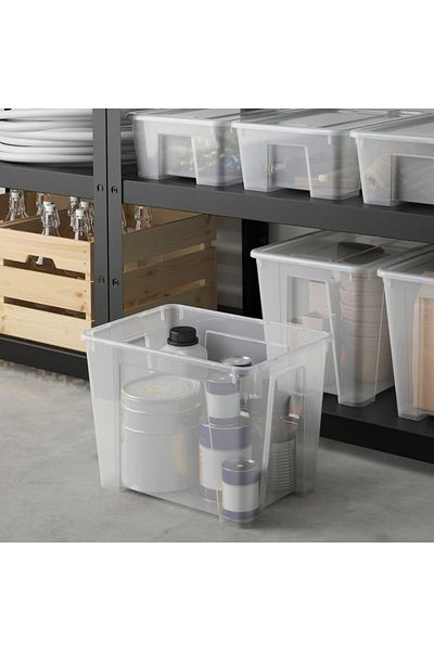IKEA SAMLA Transparent Storage Box – 39x28x28 cm, 22L | Stackable & Durable