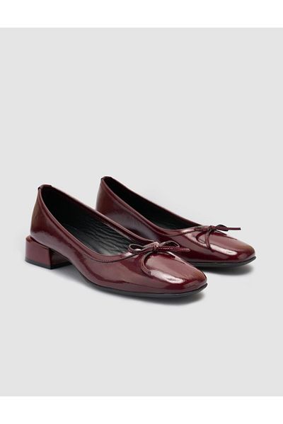 Cabani 100% Genuine Leather Claret Red Women's Ballerinas
