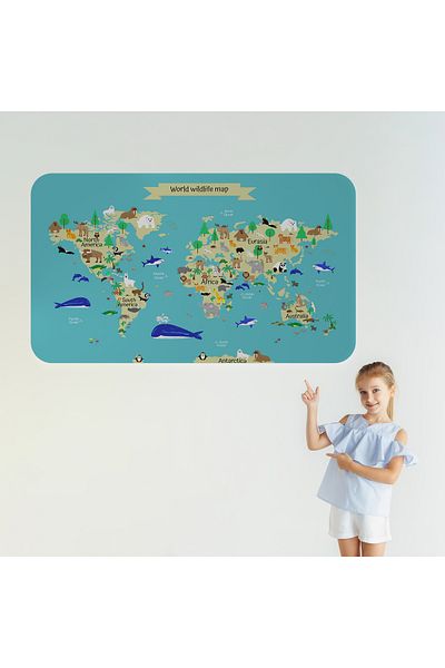 Harita Sepeti Educational World Map World Atlas Children's and Baby's Room Wall Sticker-3829