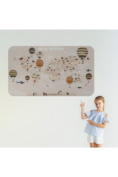 Harita Sepeti Educational World Map World Atlas Children's and Baby's Room Wall Sticker-3792