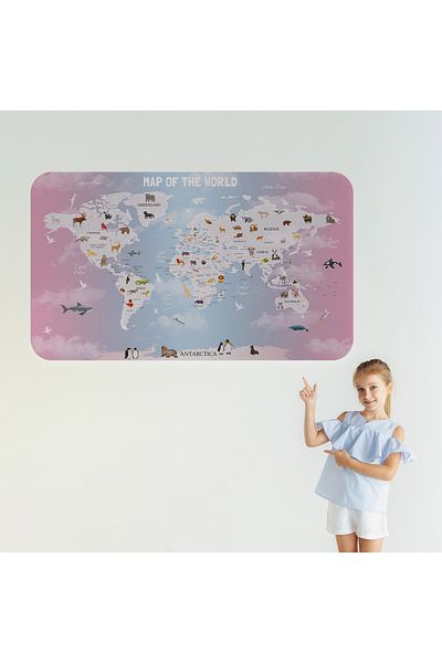 Harita Sepeti Educational World Map World Atlas Children's and Baby's Room Wall Sticker-3801