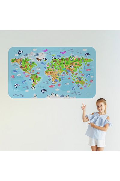 Harita Sepeti Educational World Map World Atlas Children's and Baby's Room Wall Sticker-3783