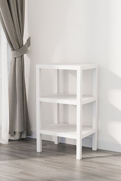 Omaş Household Product Ombeg Διακοσμητικό 3 επιπέδων Πλαστικό Organizer Μπάνιου πολλαπλών χρήσεων Γλάστρα Βιβλιοθήκη Λευκό