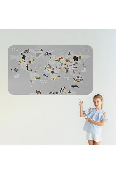 Harita Sepeti Educational World Map World Atlas Children's and Baby's Room Wall Sticker-3790