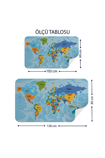 Harita Sepeti Turkish Educational Country And Capital Detailed Atlas World Map Wall Sticker-3831