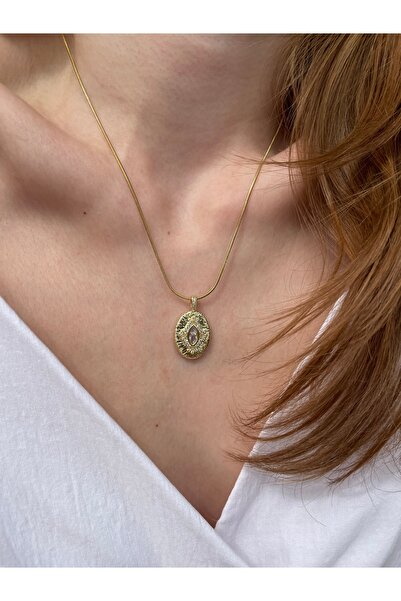 Hora Vintage Vibe2 Premium İşçilik Çelik Gold Kolye